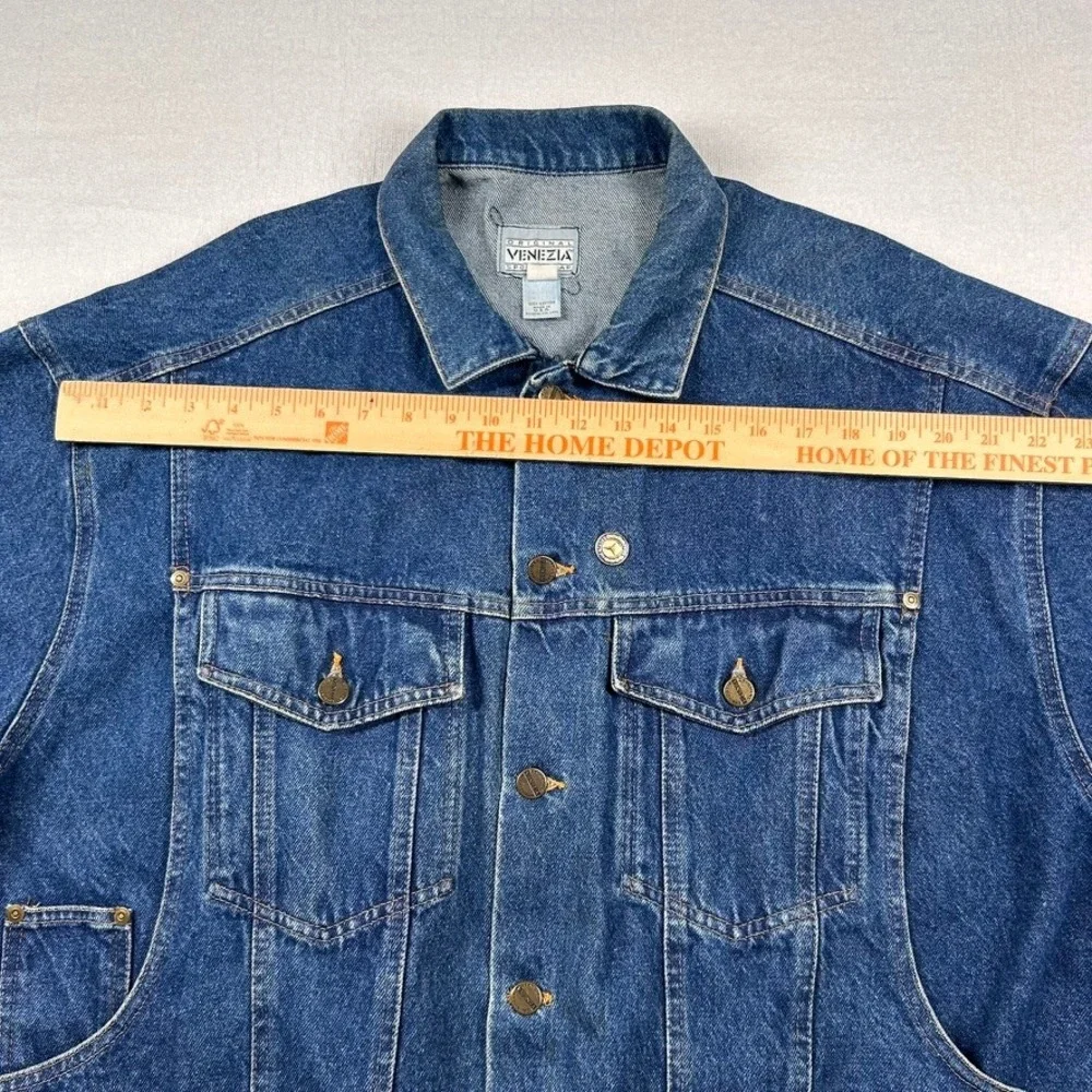 Vintage Venezia Denim Jacket Womens 18/20 Jean Trucker Buckle-Back 80s 90s Biker